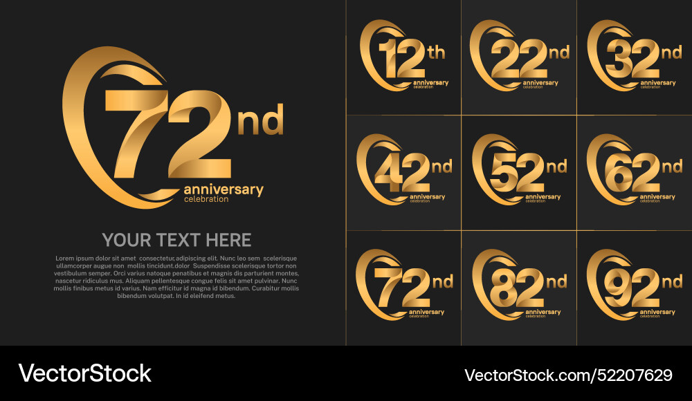 Set of anniversary golden color number can be use Vector Image