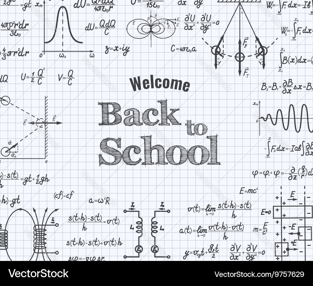 Welcome back to school with formula in notebook Vector Image