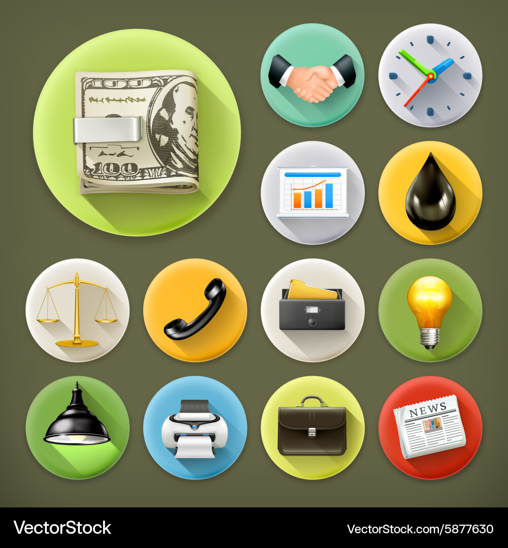 Business Icons - Long Shadow Set Royalty Free Vector Image
