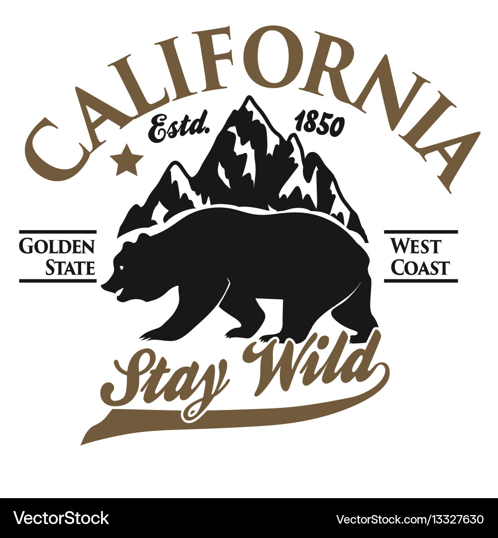 California Grizzly Bear Typography – Royalty-Free Vector | VectorStock, image size:1000x1080