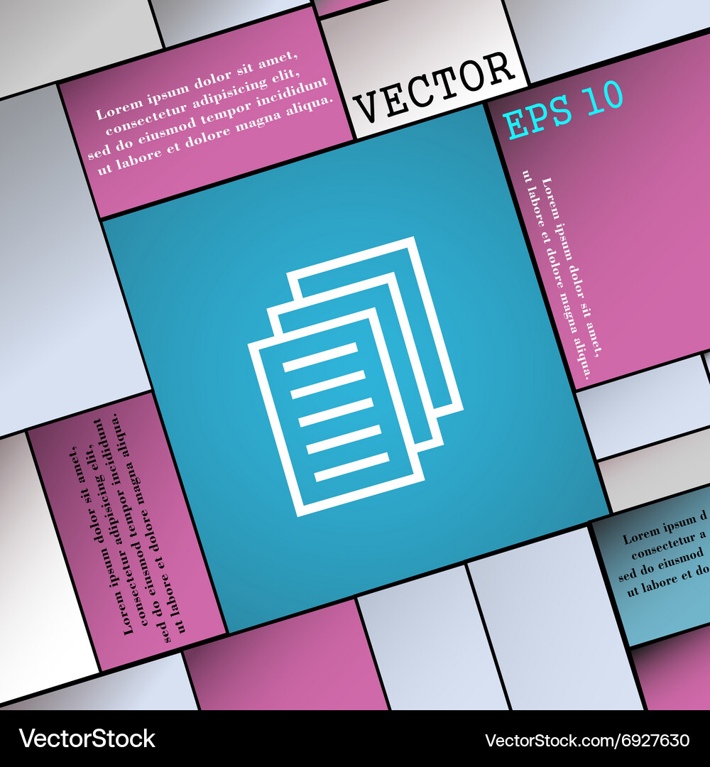 Copy file duplicate document icon sign modern flat Vector Image