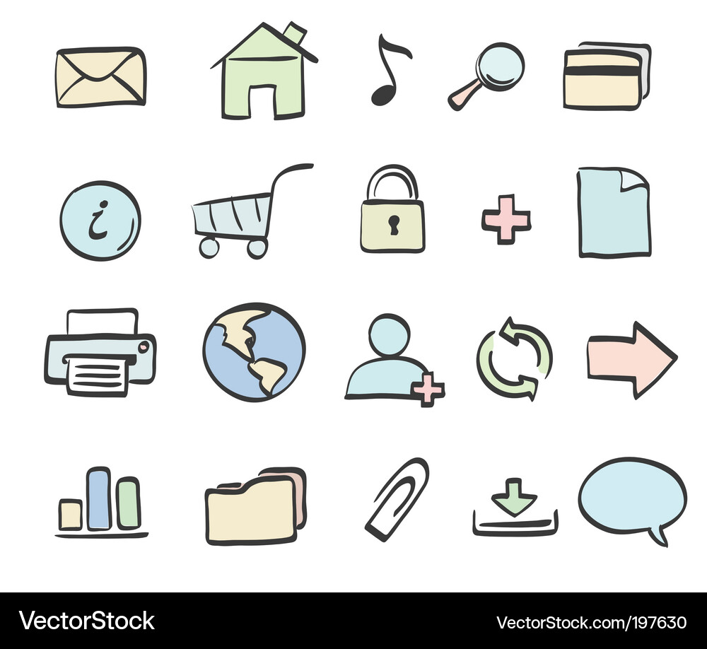Handschriftliches Icon Set Vektorbild
