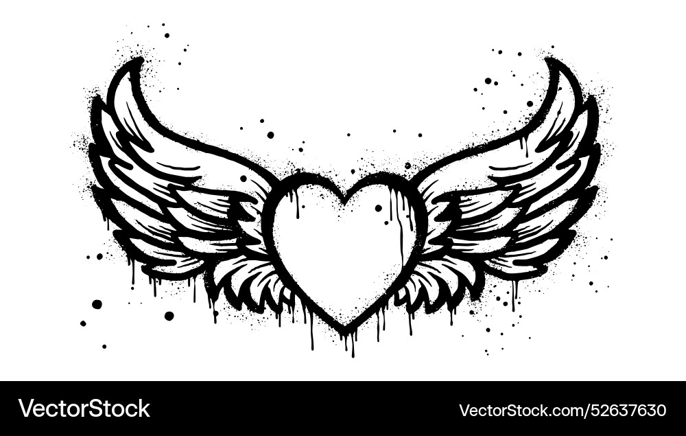 Spray painted graffiti flying heart with wings Spray painted graffiti flying heart with wings vector image