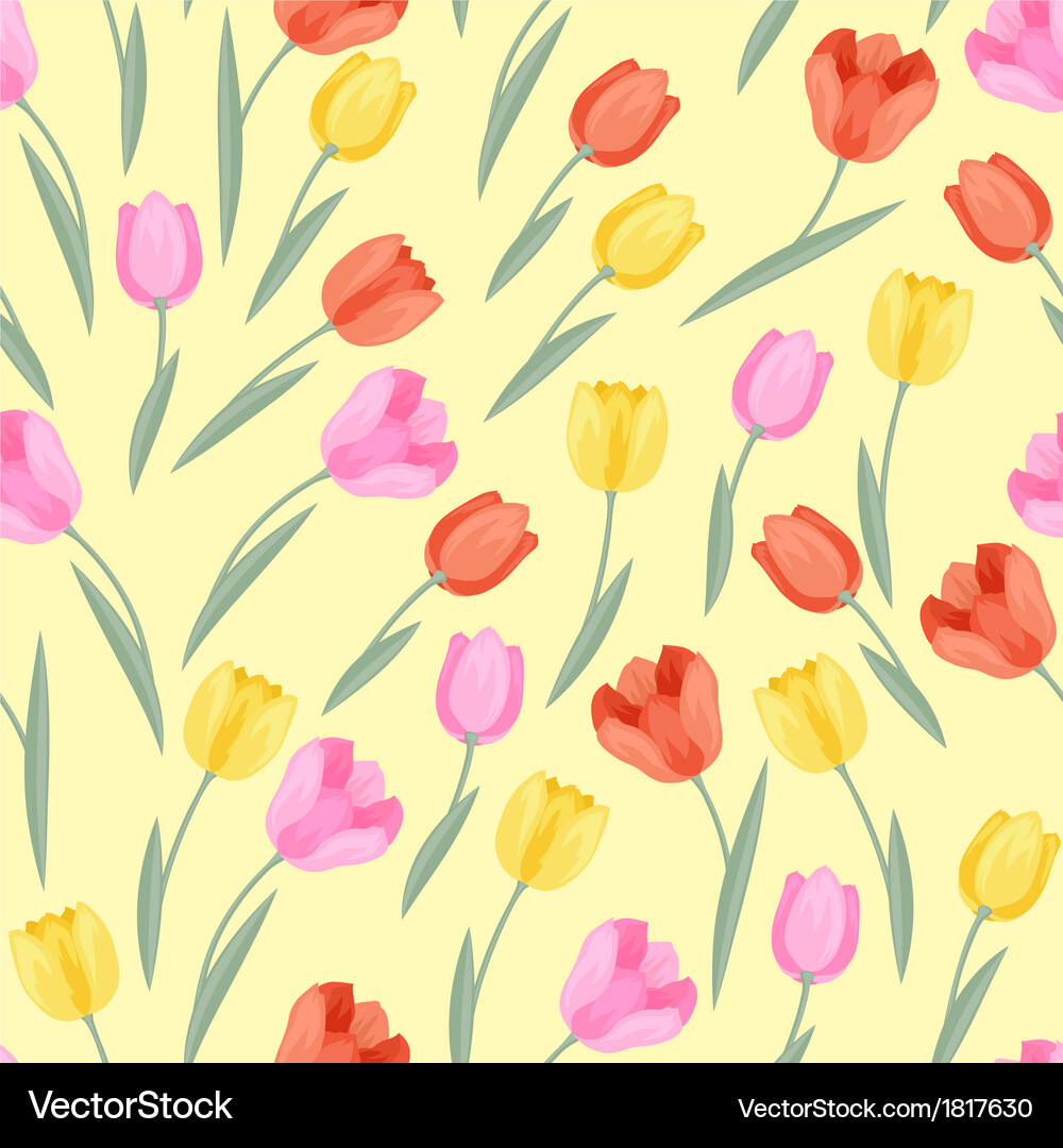 Spring Tulips Seamless Pattern Vector Image