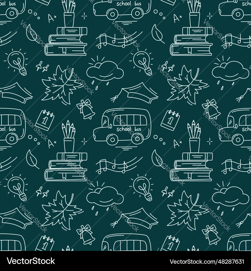 Back to school seamless pattern with bus Back to school seamless pattern with bus Vector Image