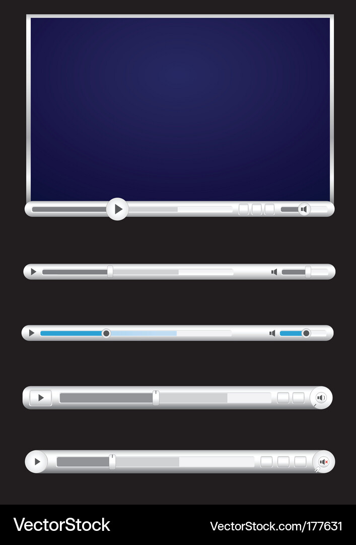 Black Video Player Interface Vector Image