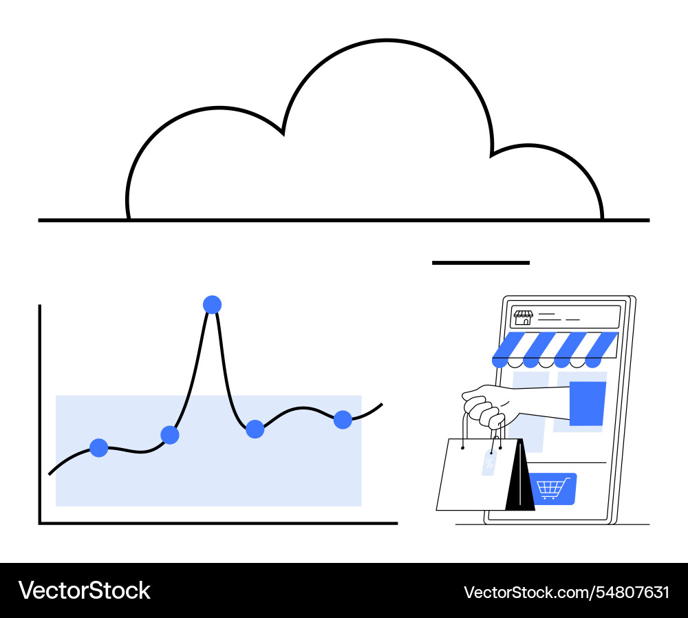 Cloud computing and e-commerce data analysis Cloud computing and e-commerce data analysis vector image