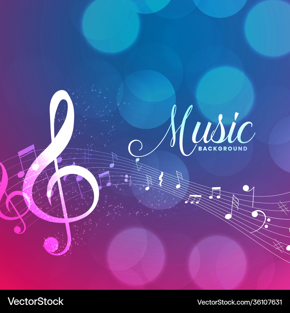 Musical Notes Background with Bokeh vector image