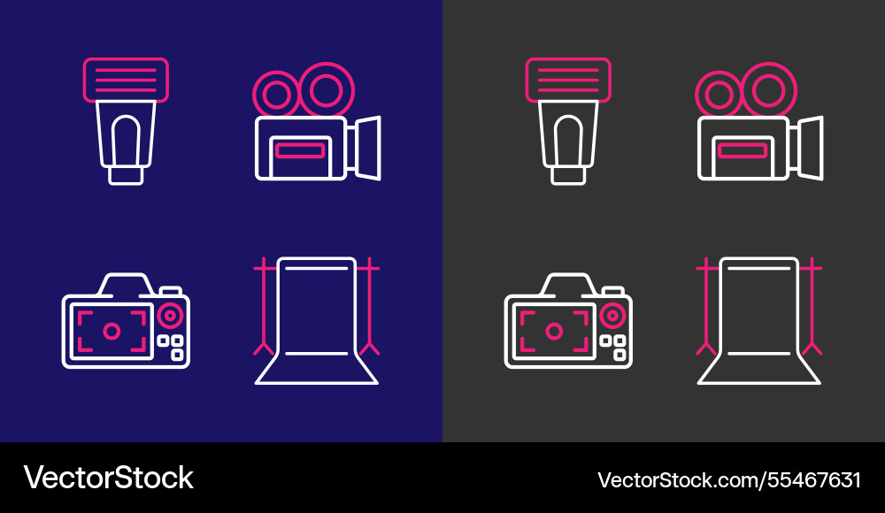 Set line empty photo studio camera retro vector image