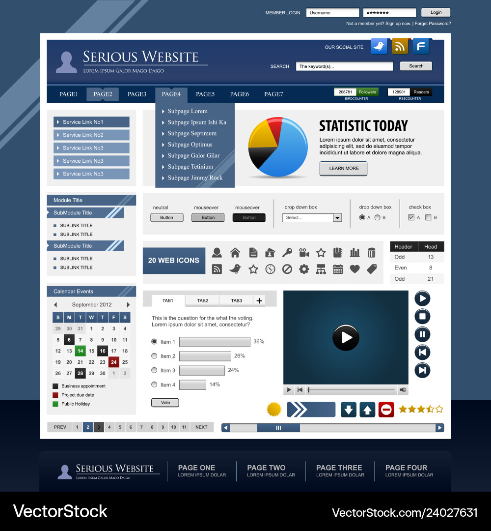 Web design element template a complete set Web design element template a complete set vector image