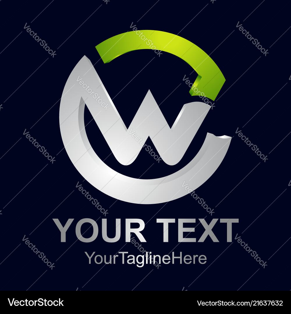 3d circle letter w abstract initial alphabet logo Vector Image