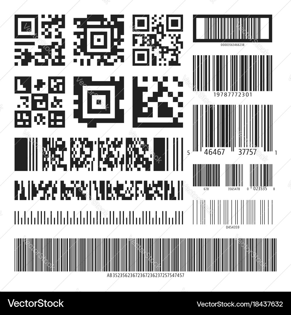 Barcode and qr code set vector image