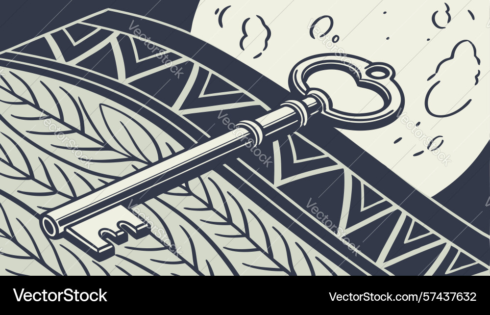 Elegant key adorned with complex and abstract Vector Image
