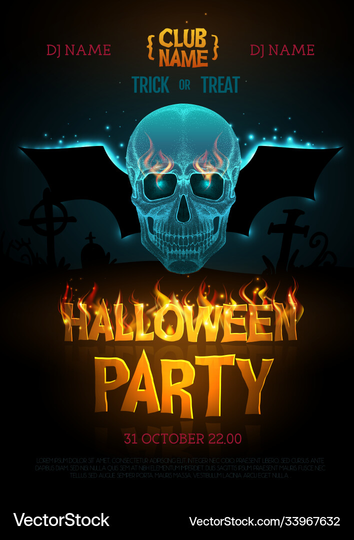 Halloween Disco Party Poster mit brennenden Buchstaben Halloween Disco Party Poster mit brennenden Buchstaben vektorbild