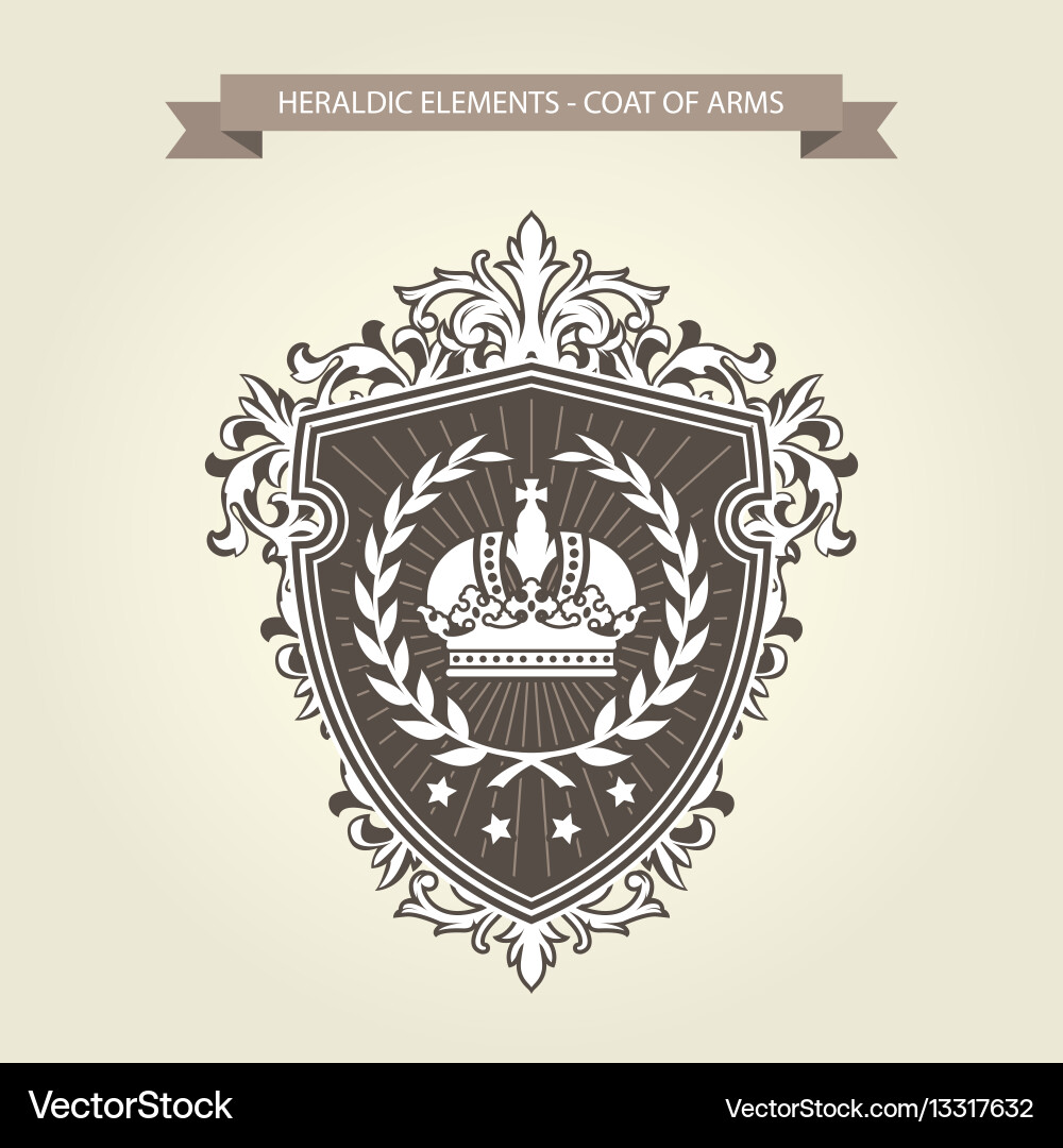 Heraldic Shield with Crown Royalty Free Vector Image