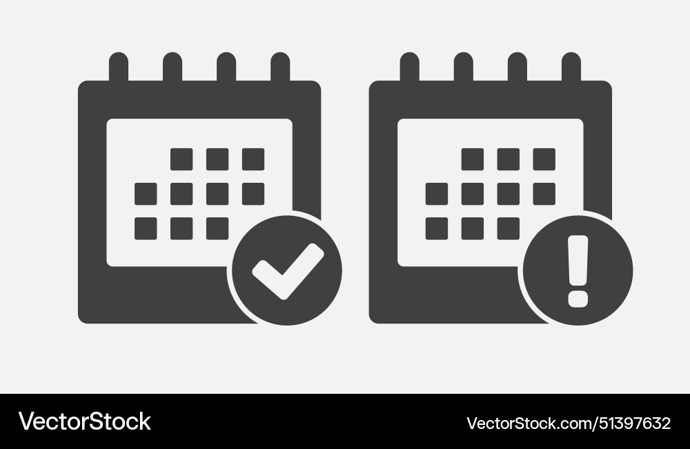 Icon calendar - popup message check and error Icon calendar - popup message check and error vector image