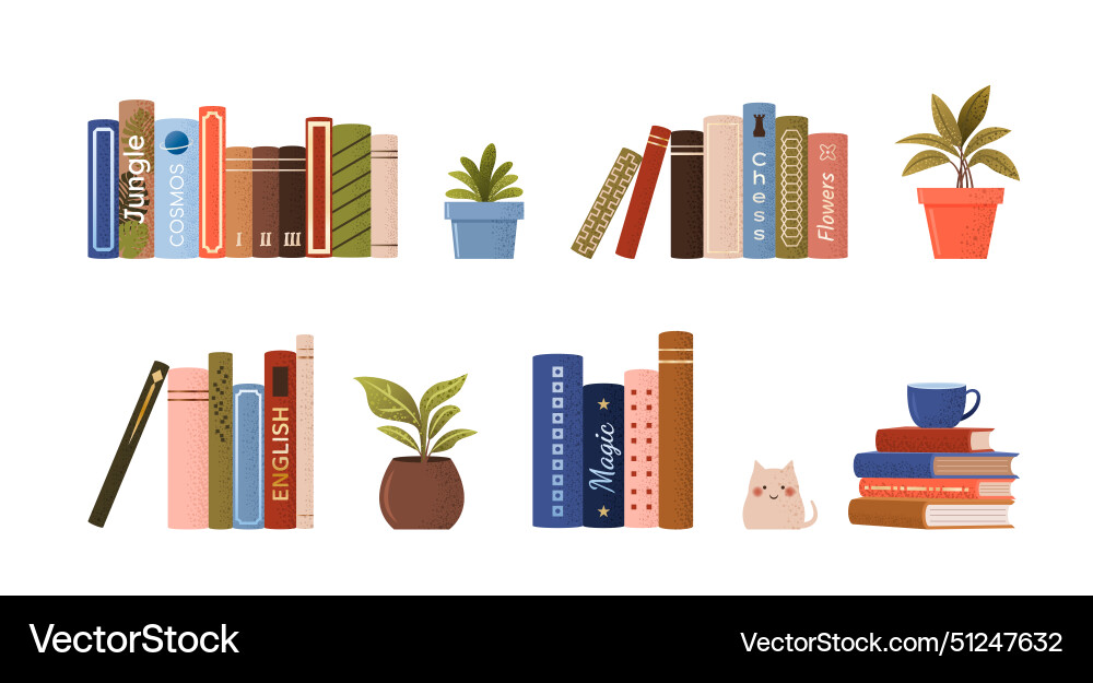 Isolated stack and piles of various books Isolated stack and piles of various books Vector Image