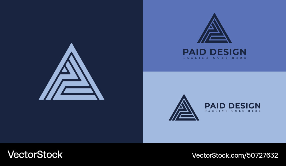 Letter pd or dp initial letters linked triangle vector image