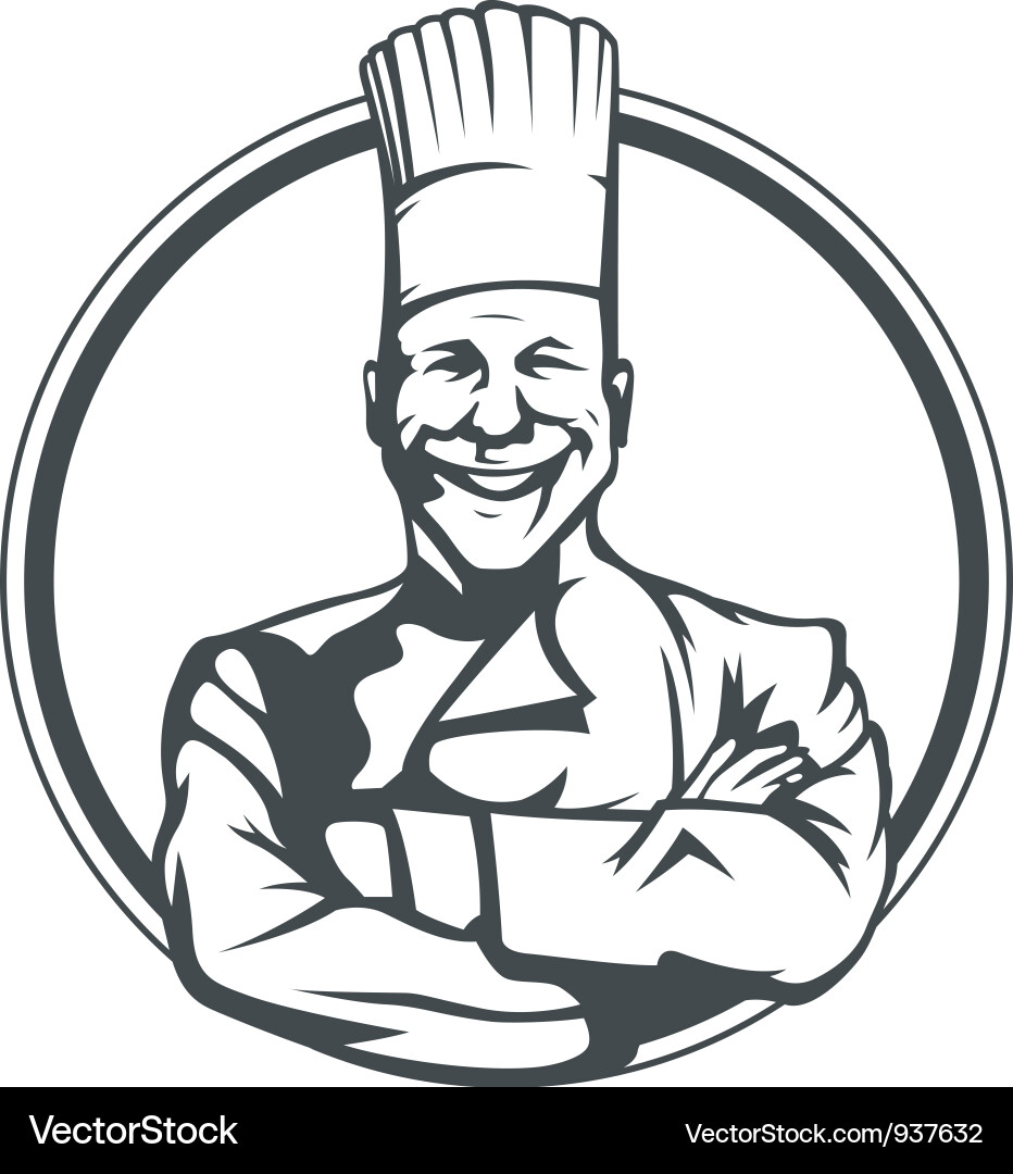 Smiling Chef in Circular Motif vector image