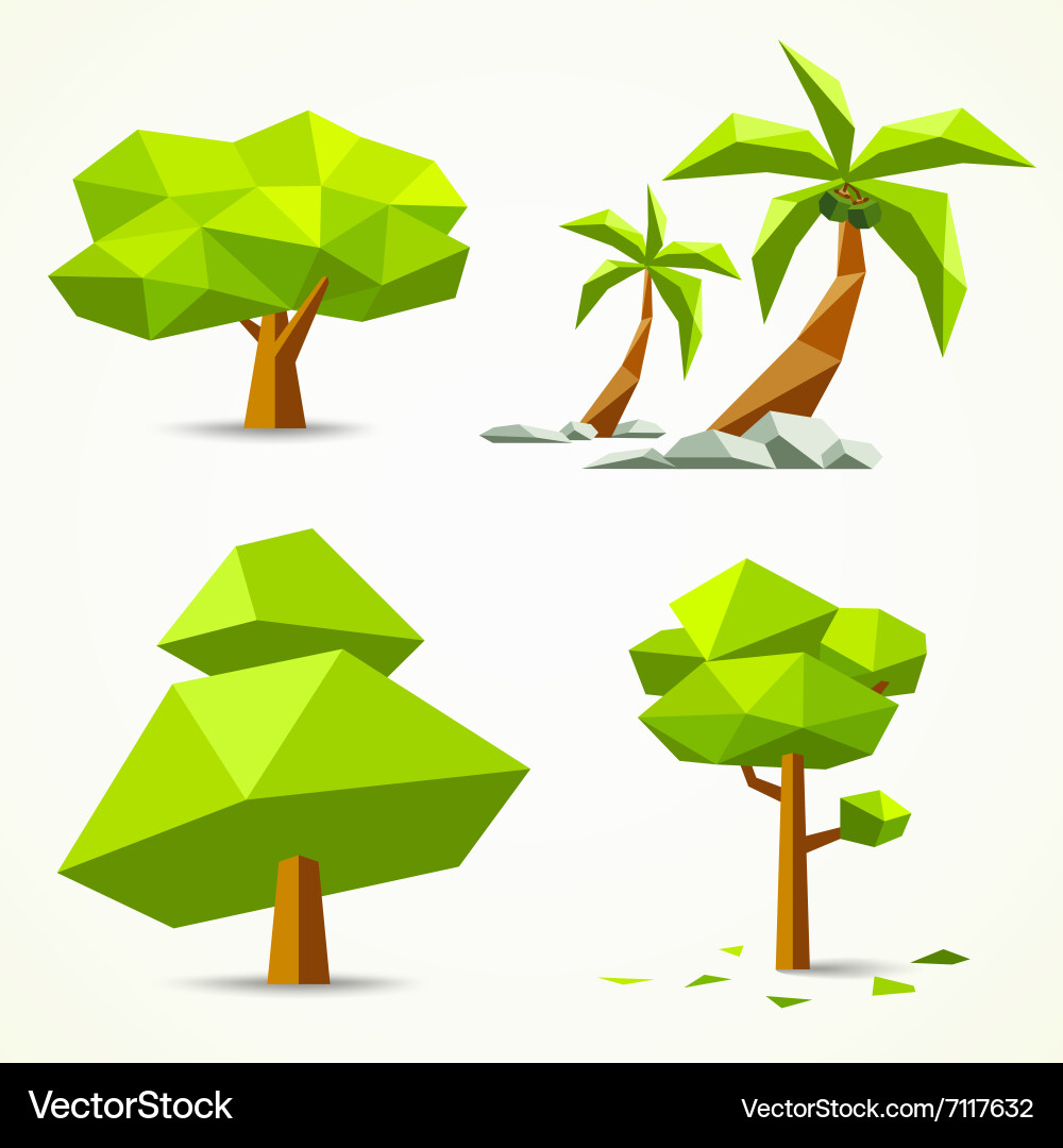 Trees geometric collections design vector image