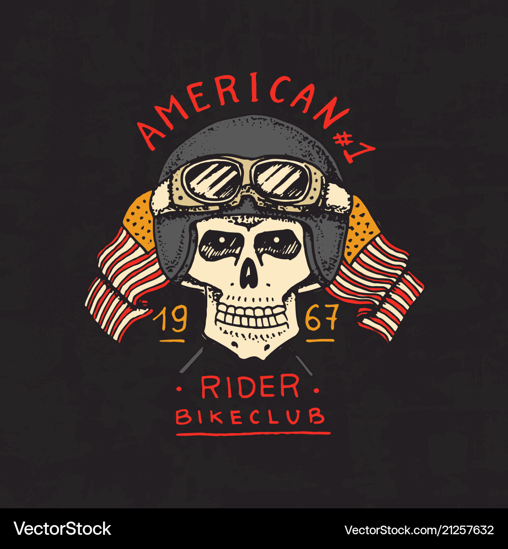 Vintage Skull Emblem Badge - Motorcycle Club Vector Image