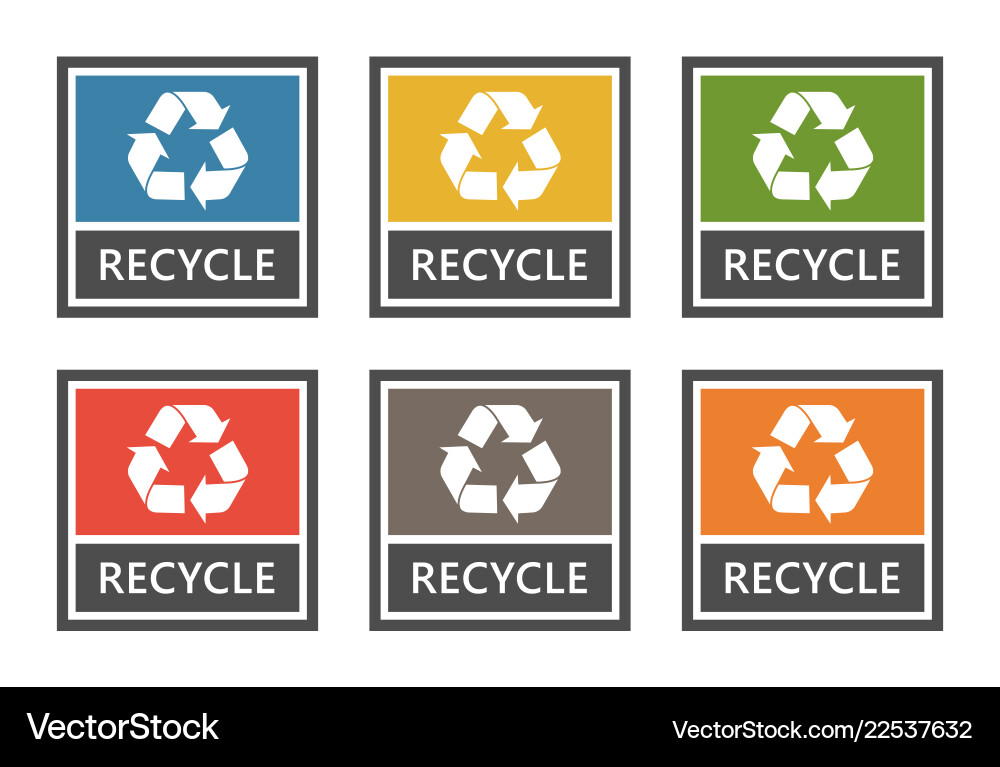 Waste management labels set sorting Waste management labels set sorting vector image