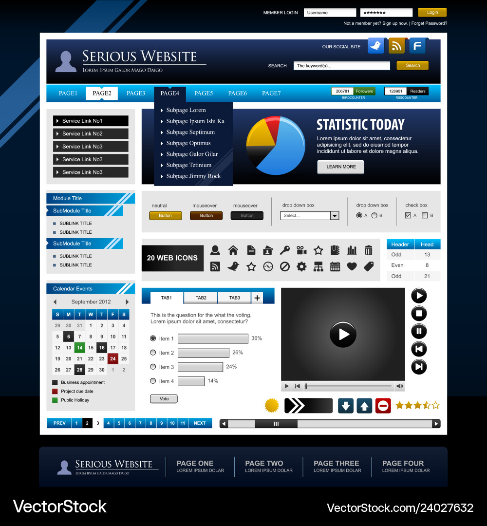 Web design element template a complete set Web design element template a complete set Vector Image