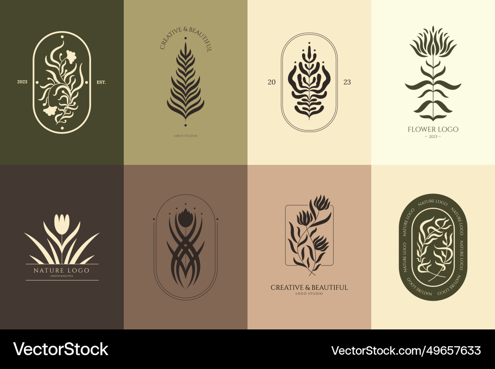 Boho florale Embleme abstrakte botanische Symbole Boho florale Embleme abstrakte botanische Symbole vektorbild