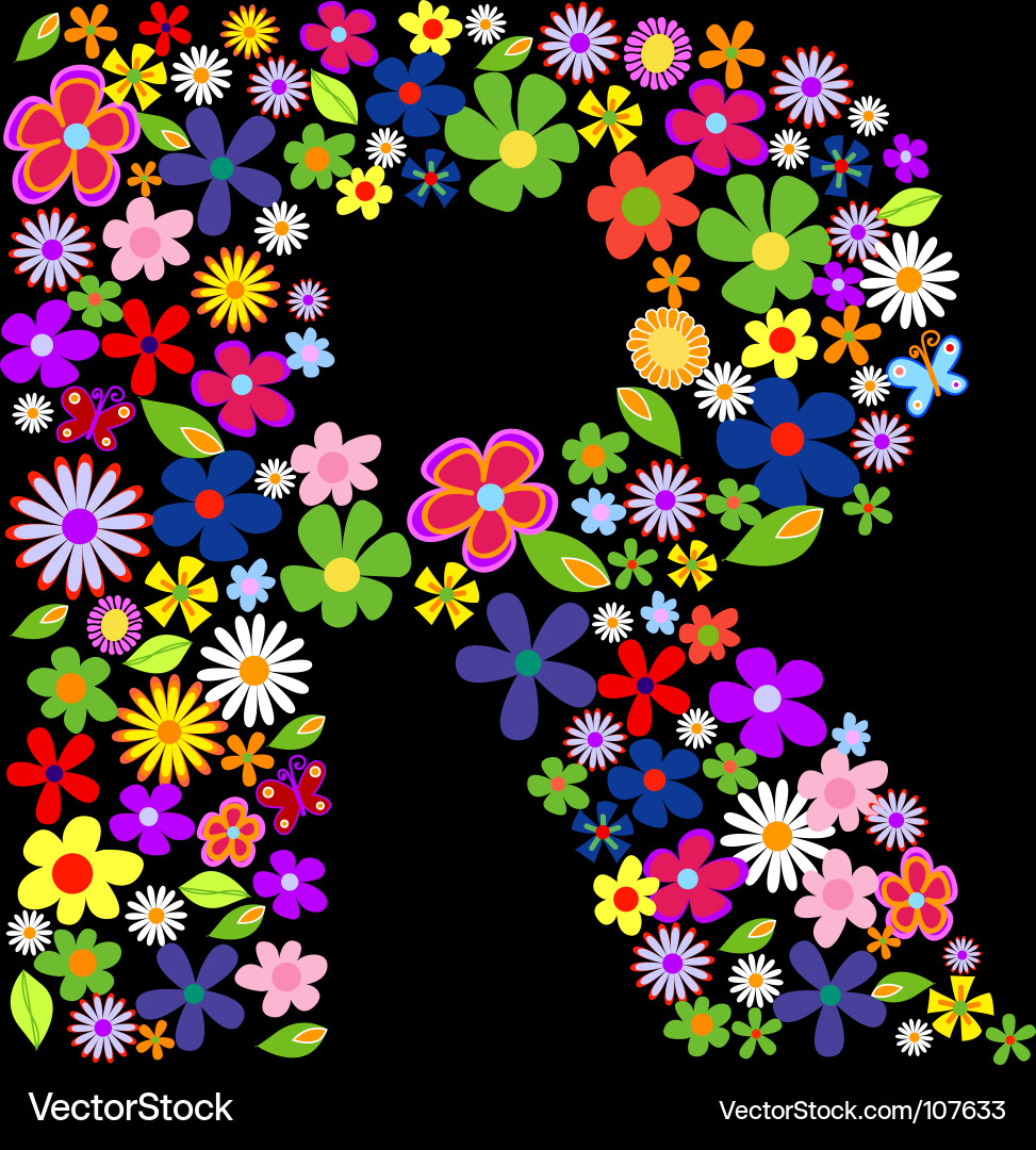 Colorful Floral Alphabet Pattern vector image