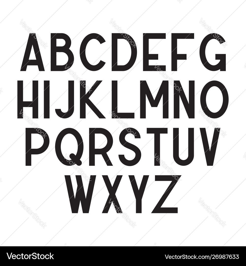 Condensed Black Alphabet Typeface Vector Image
