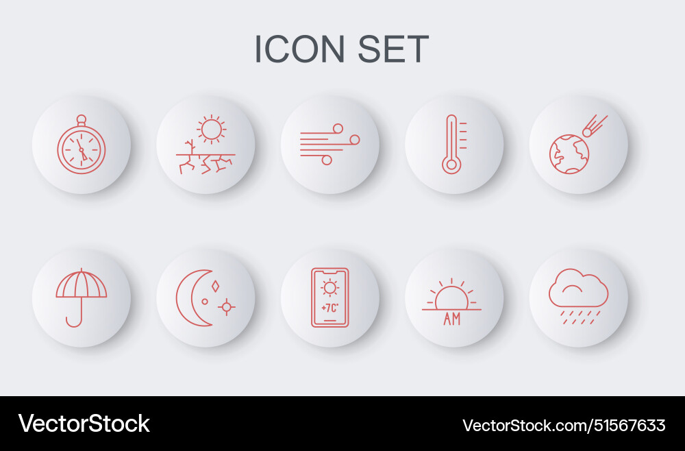 Set line cloud with rain umbrella wind sunrise Set line cloud with rain umbrella wind sunrise vector image