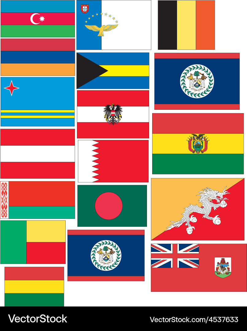 Set of flags countries started with a and b Vector Image