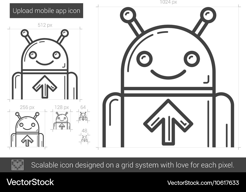 Upload mobile app line icon Vector Image
