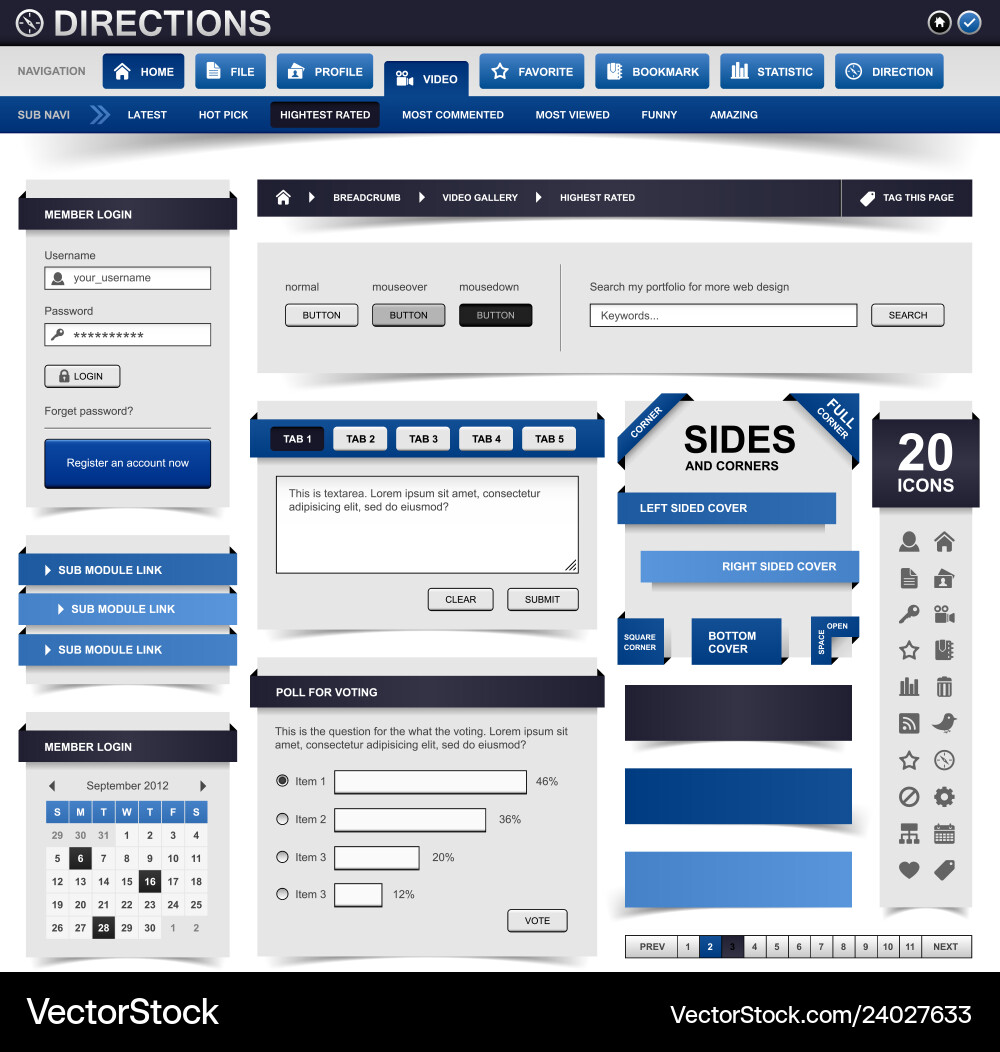 Web Element Collection - UI Kit vector image
