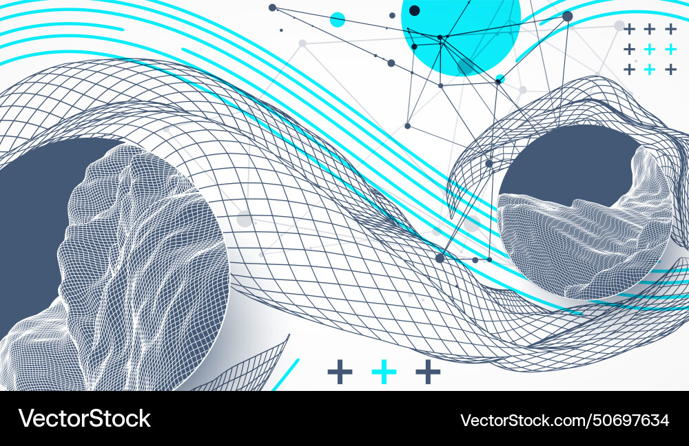 Abstract wave is made in a frame style template vector image