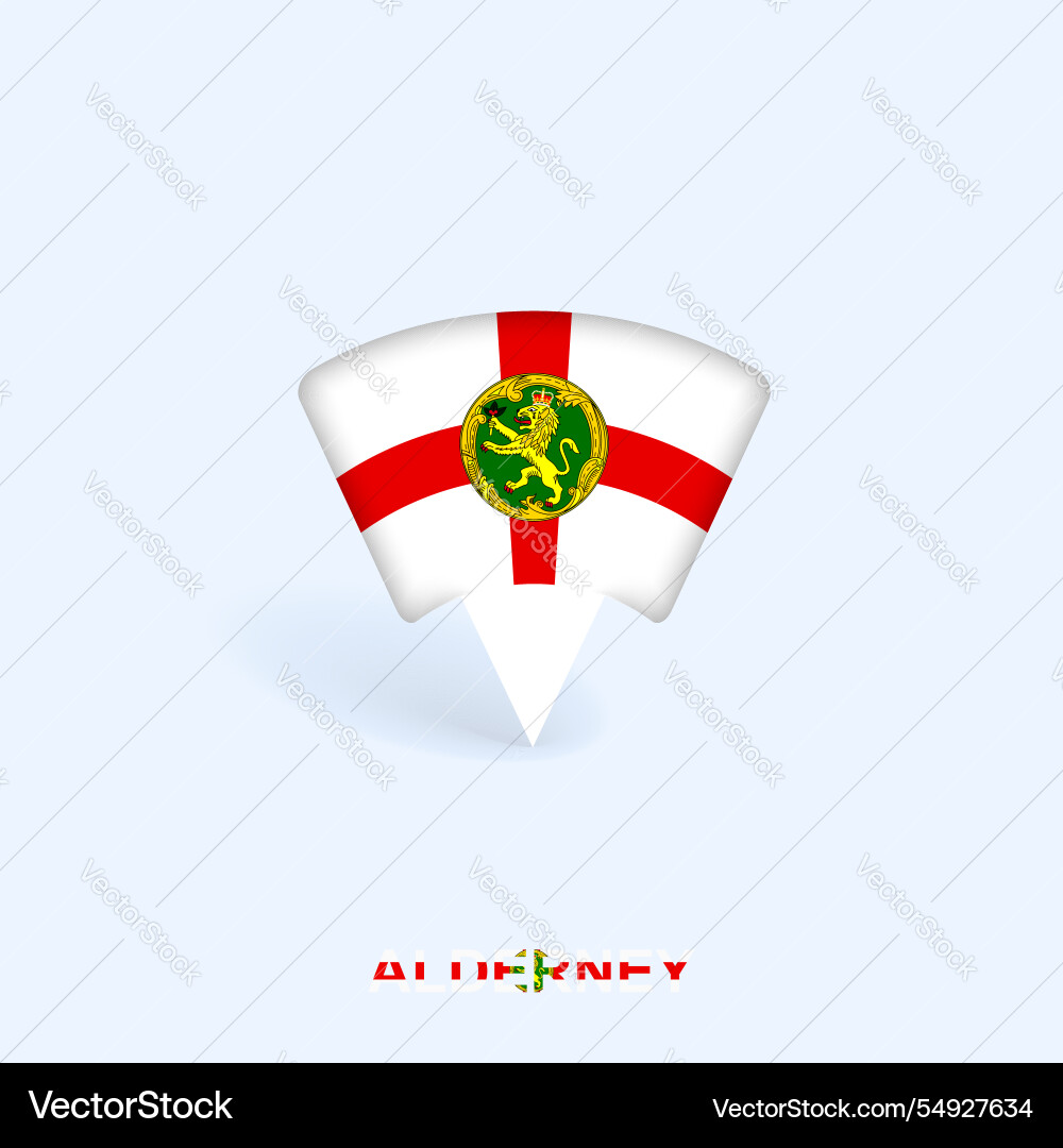 Alderney flag map pointer design with shadow Alderney flag map pointer design with shadow Vector Image