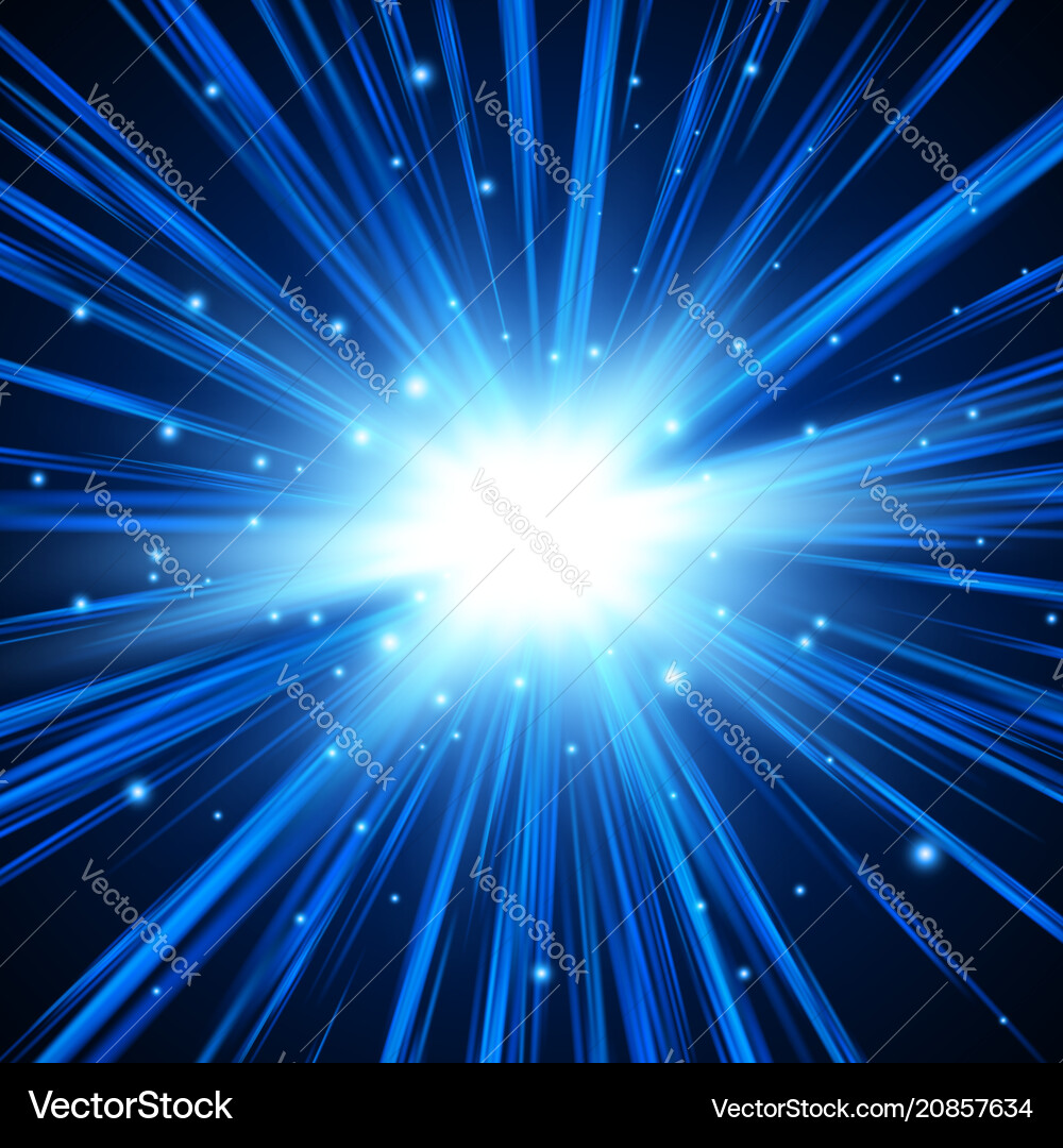 Blue explosion background with rays Royalty Free Vector