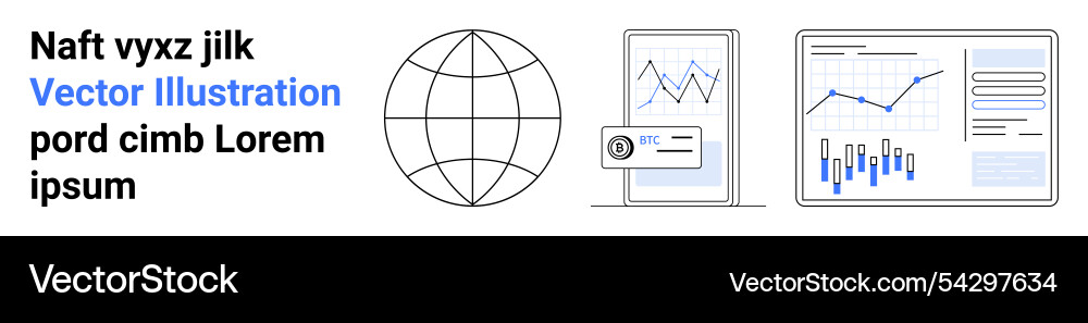 Global business analytics with graphs data charts Global business analytics with graphs data charts vector image