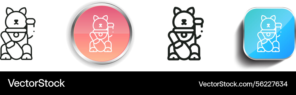 Lucky cat icon thin linear regular and button Lucky cat icon thin linear regular and button vector image