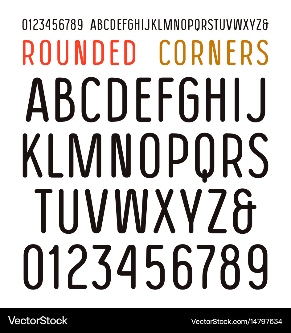 Sanserif font with rounded corners vector image