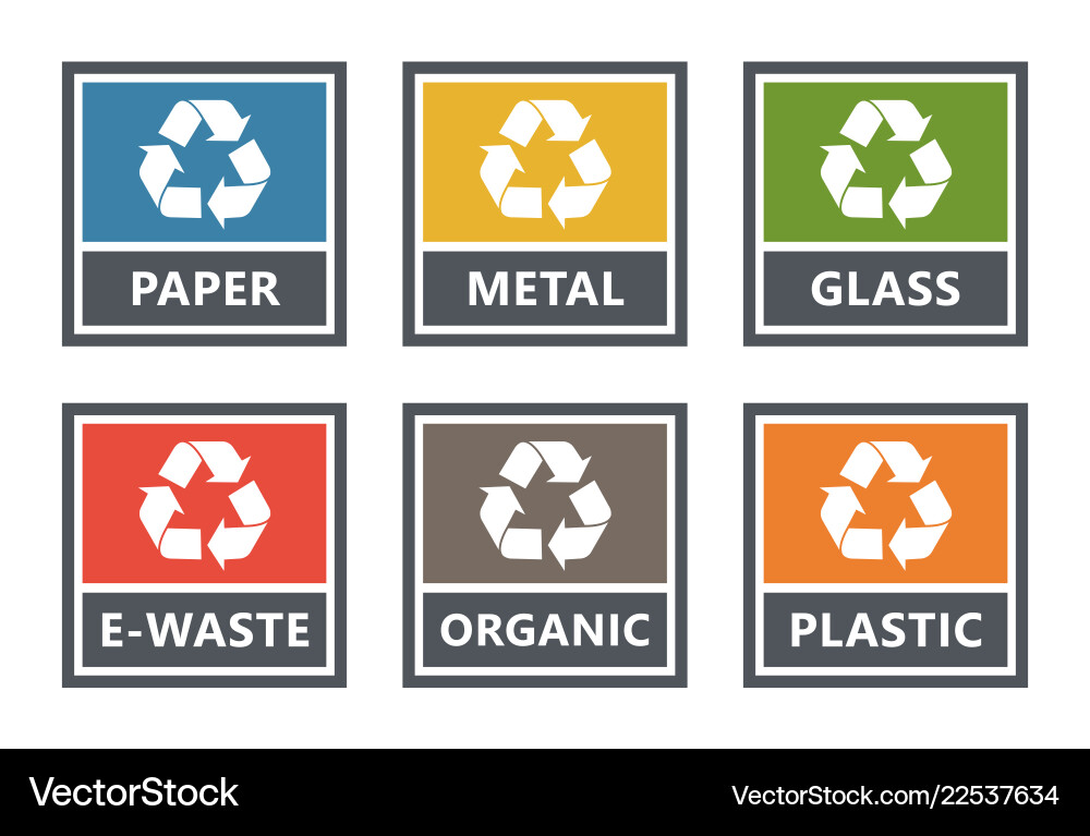 Waste sorting labels set management Waste sorting labels set management vector image