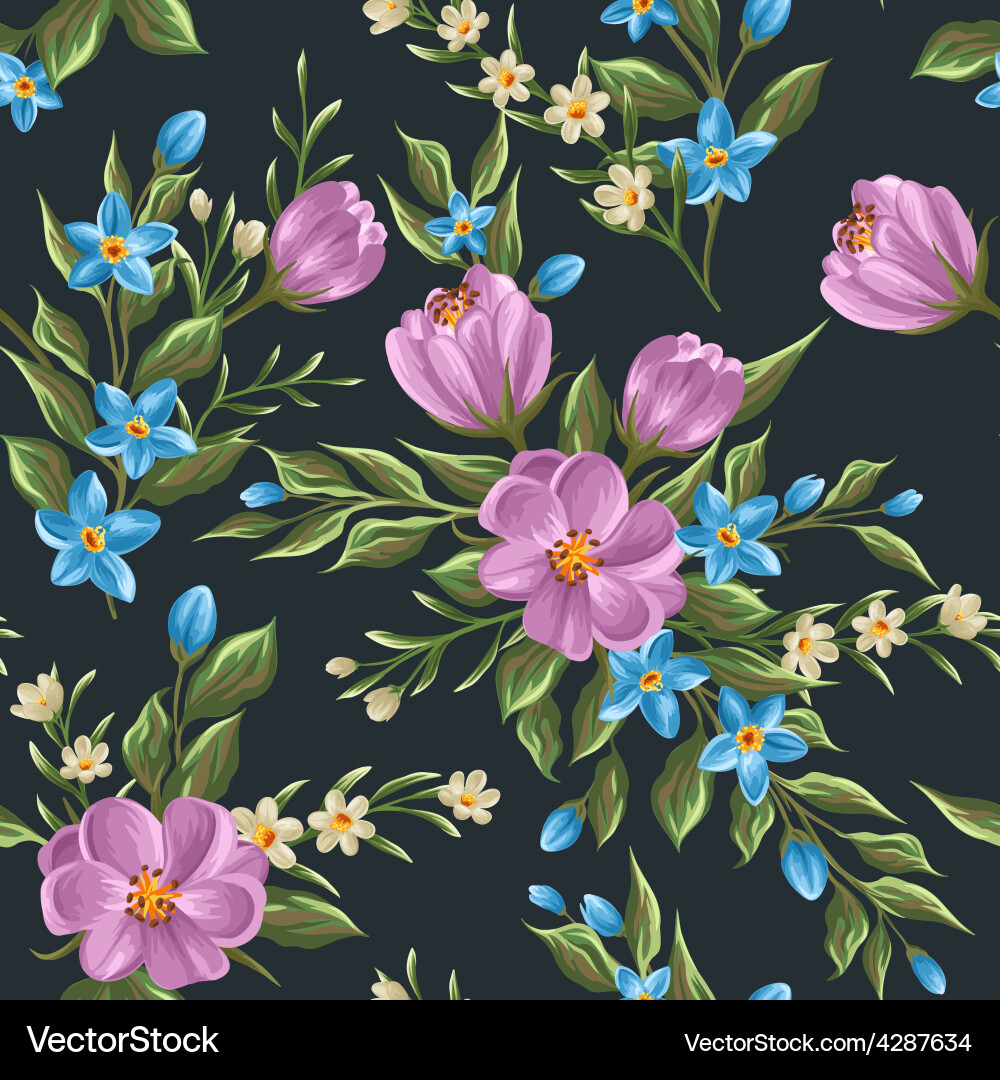 Watercolor Floral Seamless Pattern vector image