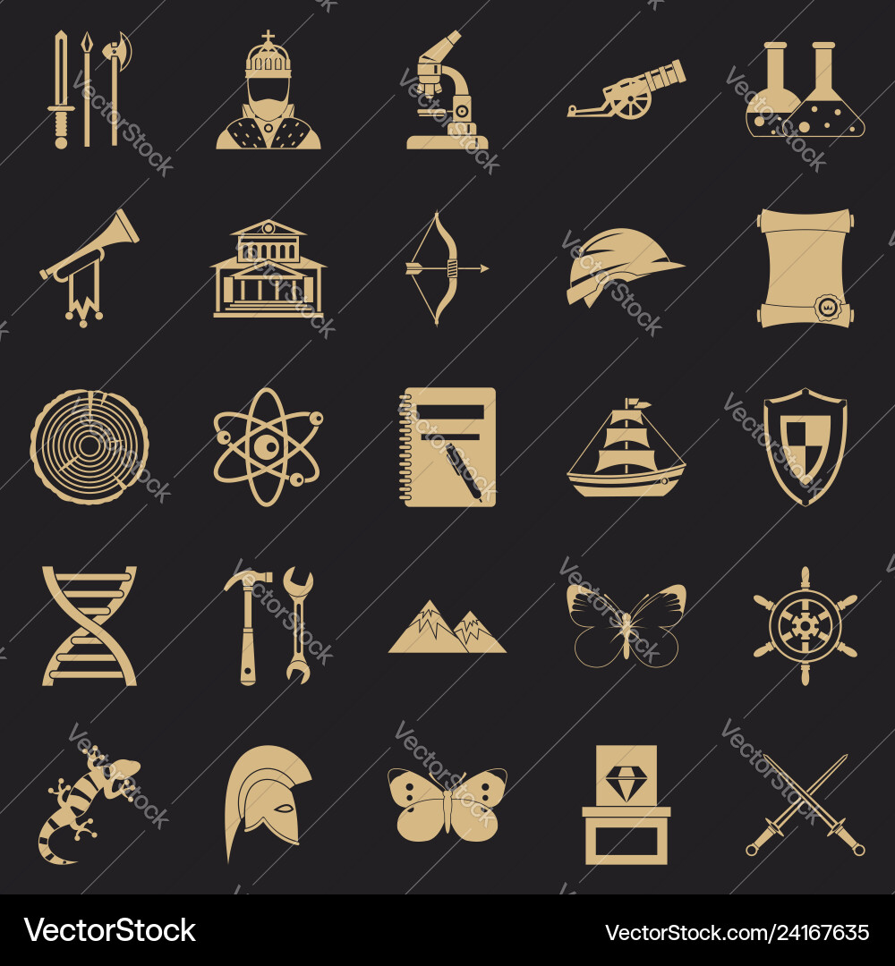 Ancient icons set simple style Ancient icons set simple style vector image