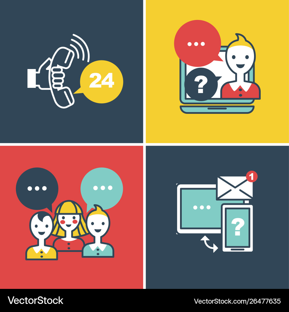 Call center and online help faq technical support Call center and online help faq technical support vector image