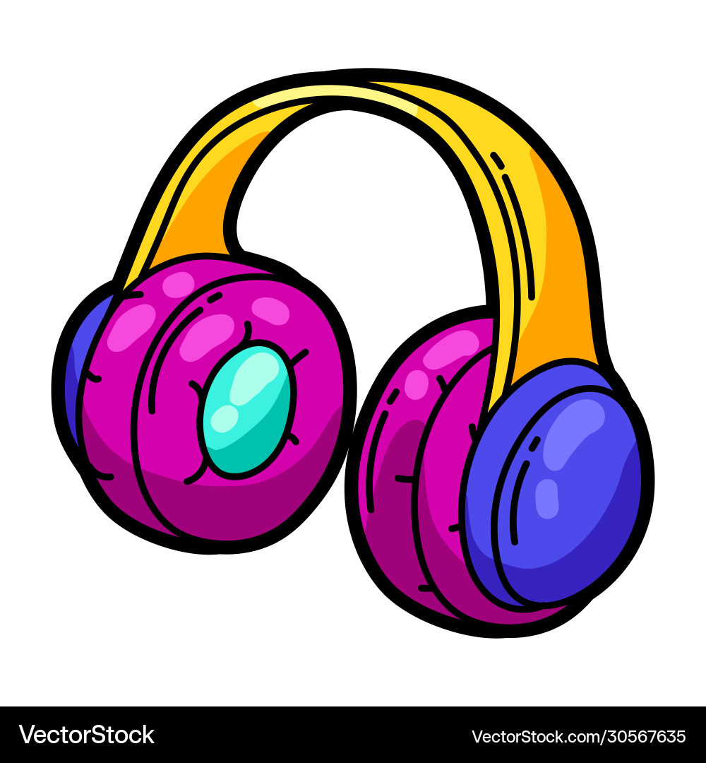 Cartoon musical headphones Cartoon musical headphones vector image