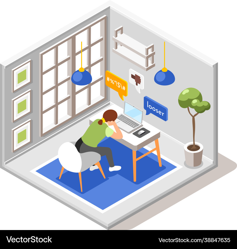 Cyber bullying composition Royalty Free Vector Image