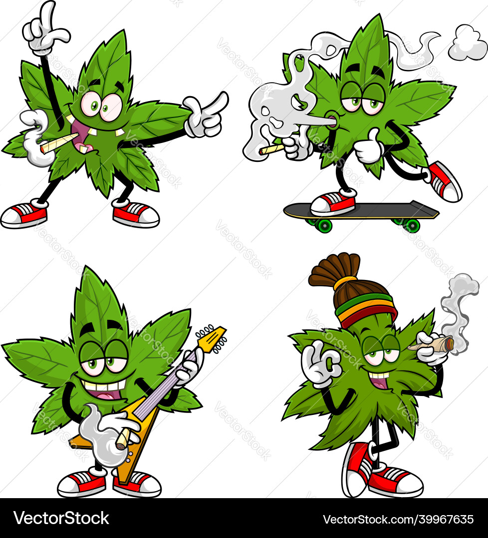 Marihuana Blatt Zeichen Sammlung Set Marihuana Blatt Zeichen Sammlung Set vektorbild
