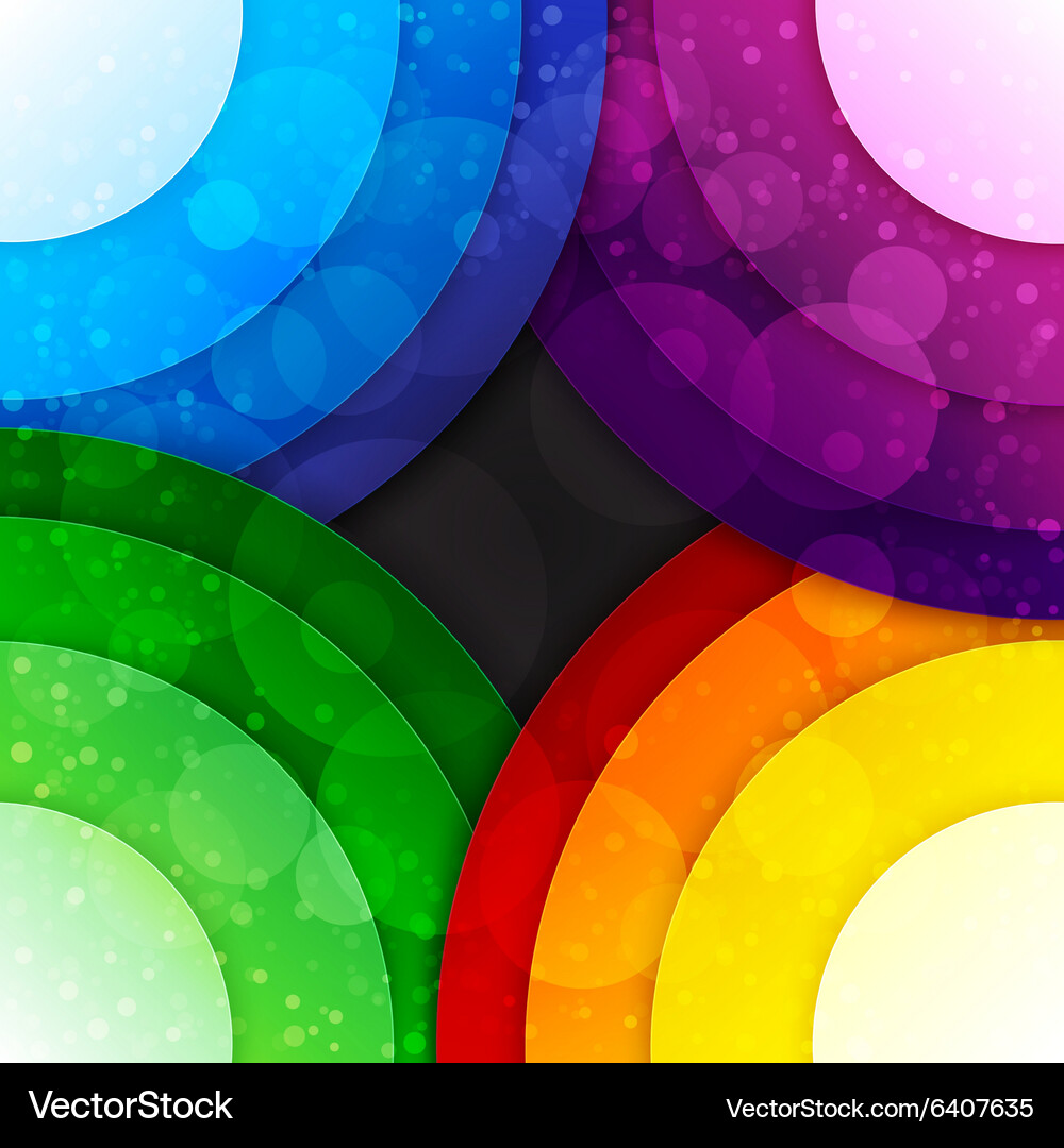 Rainbow paper layers circles and transparent bokeh Vector Image