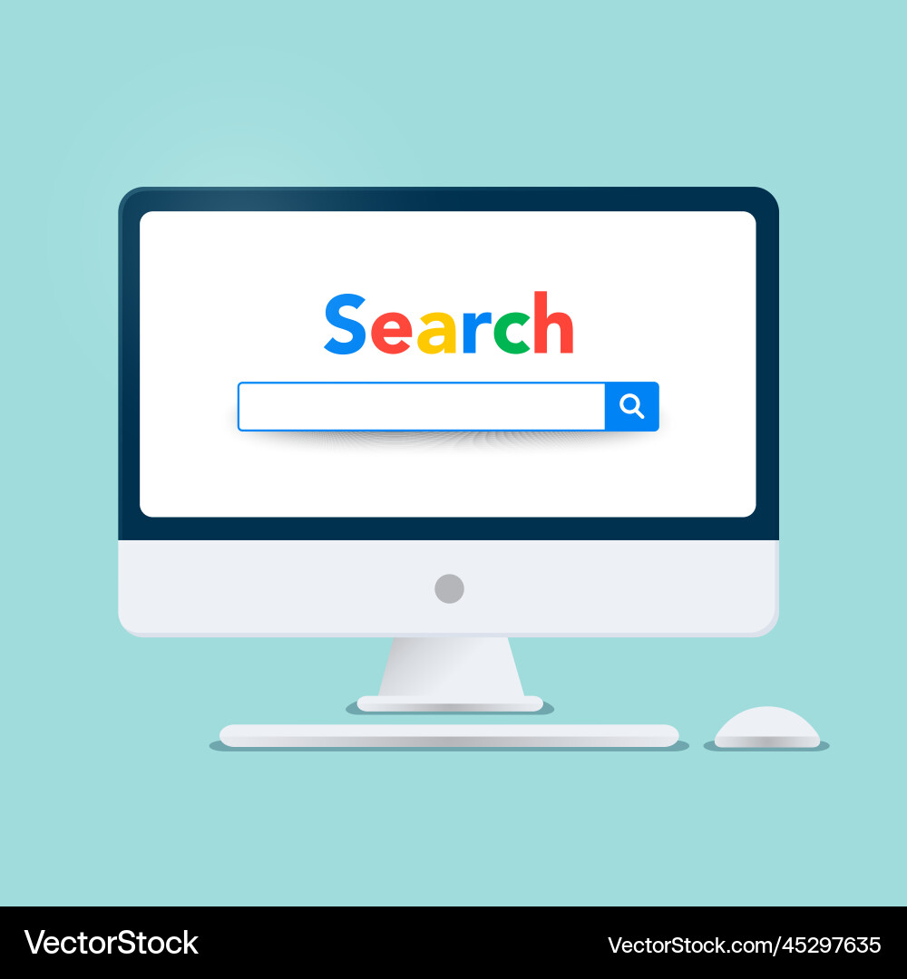 Search interface on flat computer Search interface on flat computer vector image