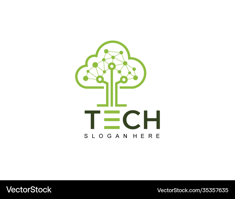 Tech tree cloud idea logo icon symbol inspiration Tech tree cloud idea logo icon symbol inspiration vector image